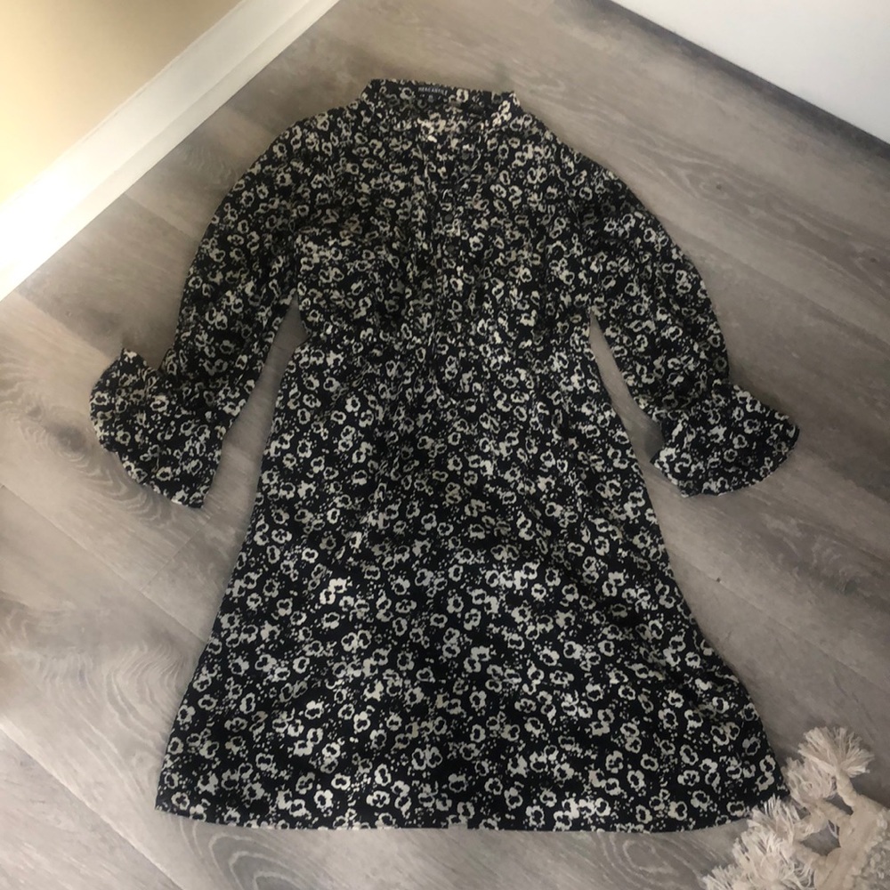 Midi dress, black and white patterned